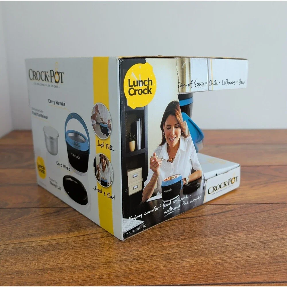 Crock-Pot Lunch Crock Food Warmer Blue Black 20 Oz Heat Travel Carry Slow Cooker